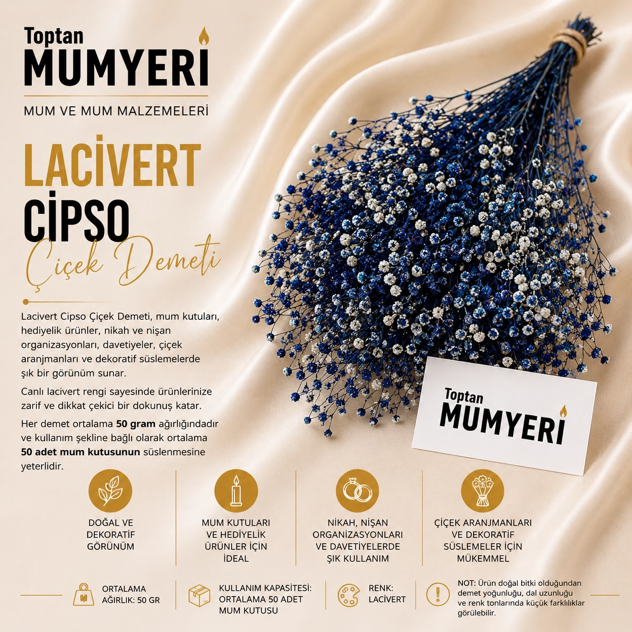 Lacivert Cipso Çiçek Demeti
