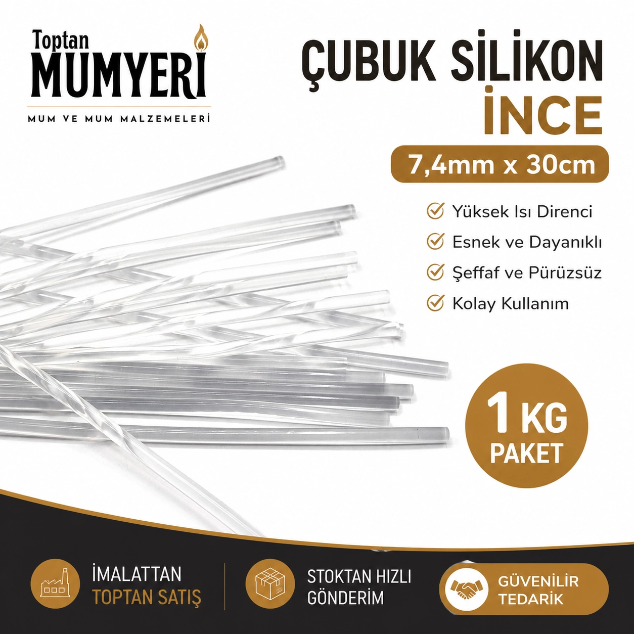 7.4mmx30cm İnce Çubuk Silikon (1 KG)
