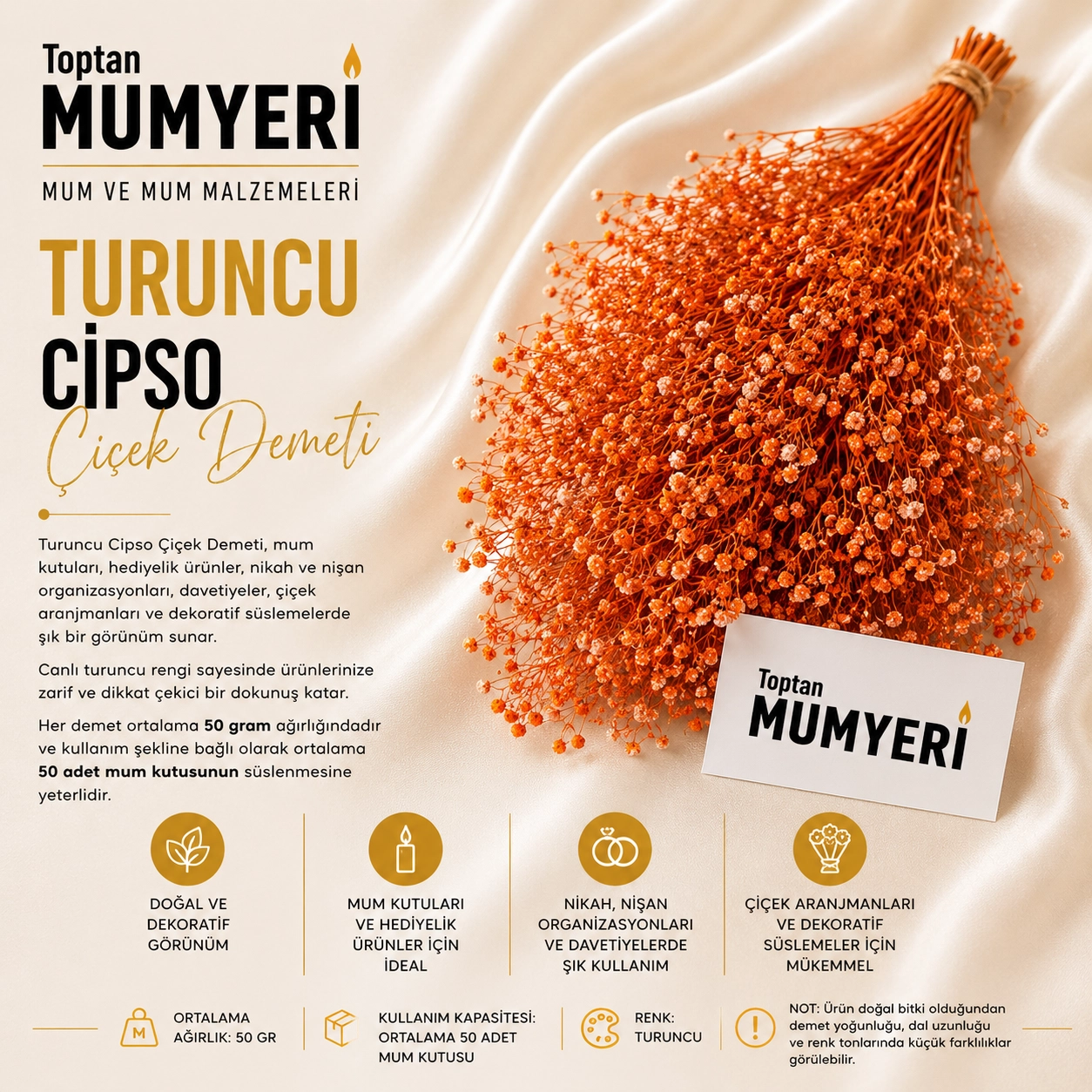 Turuncu Cipso Çiçek Demeti