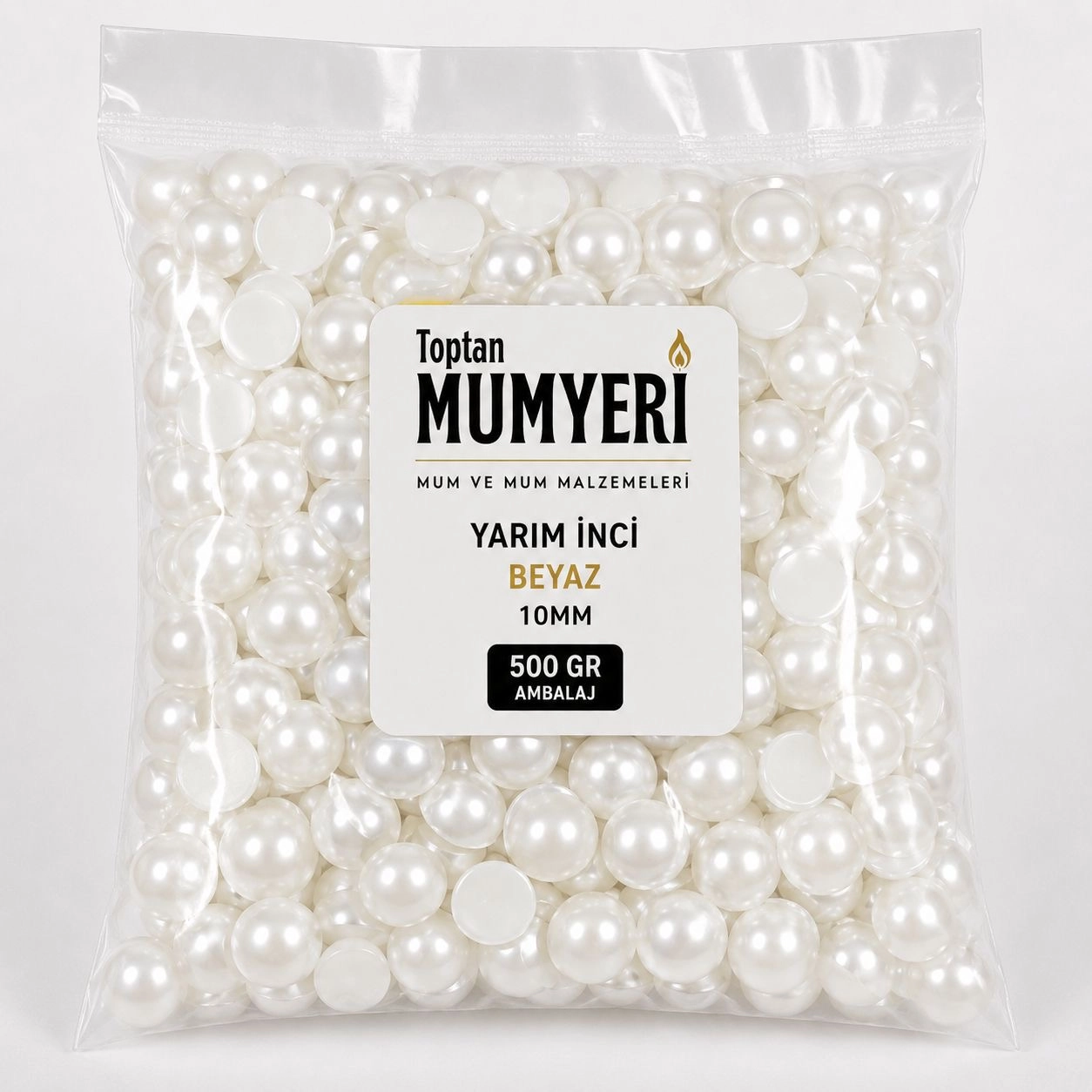 Yarım İnci Boncuk Beyaz 10mm - 500 GR