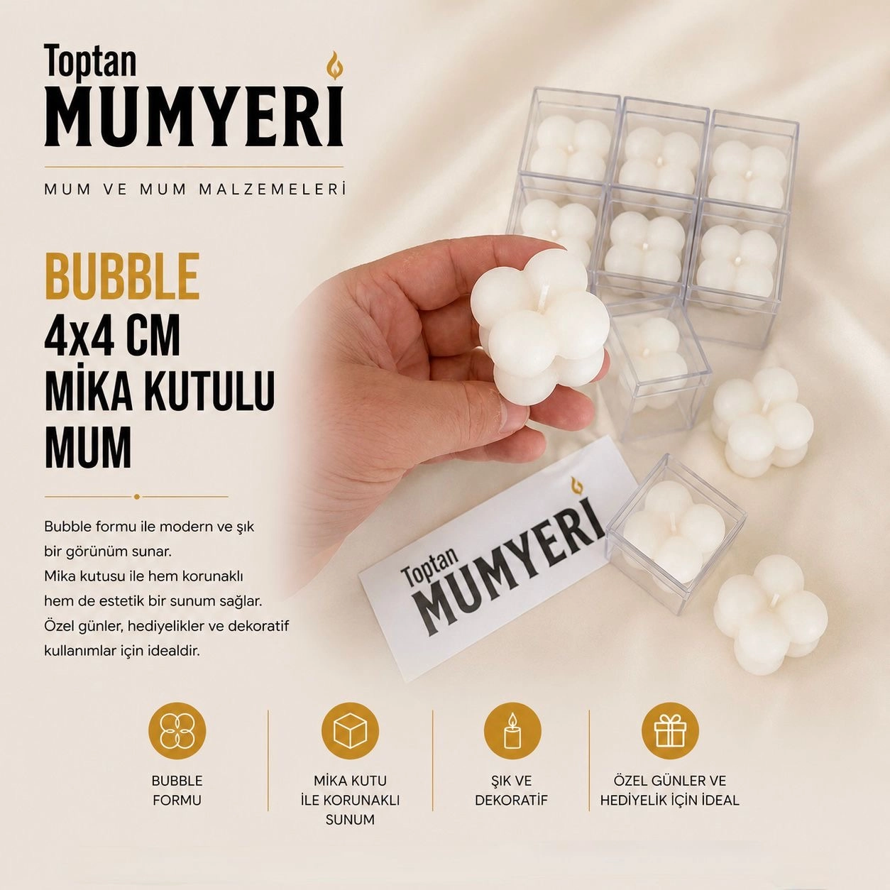 Bubble 4x4 cm Mika Kutulu Mum