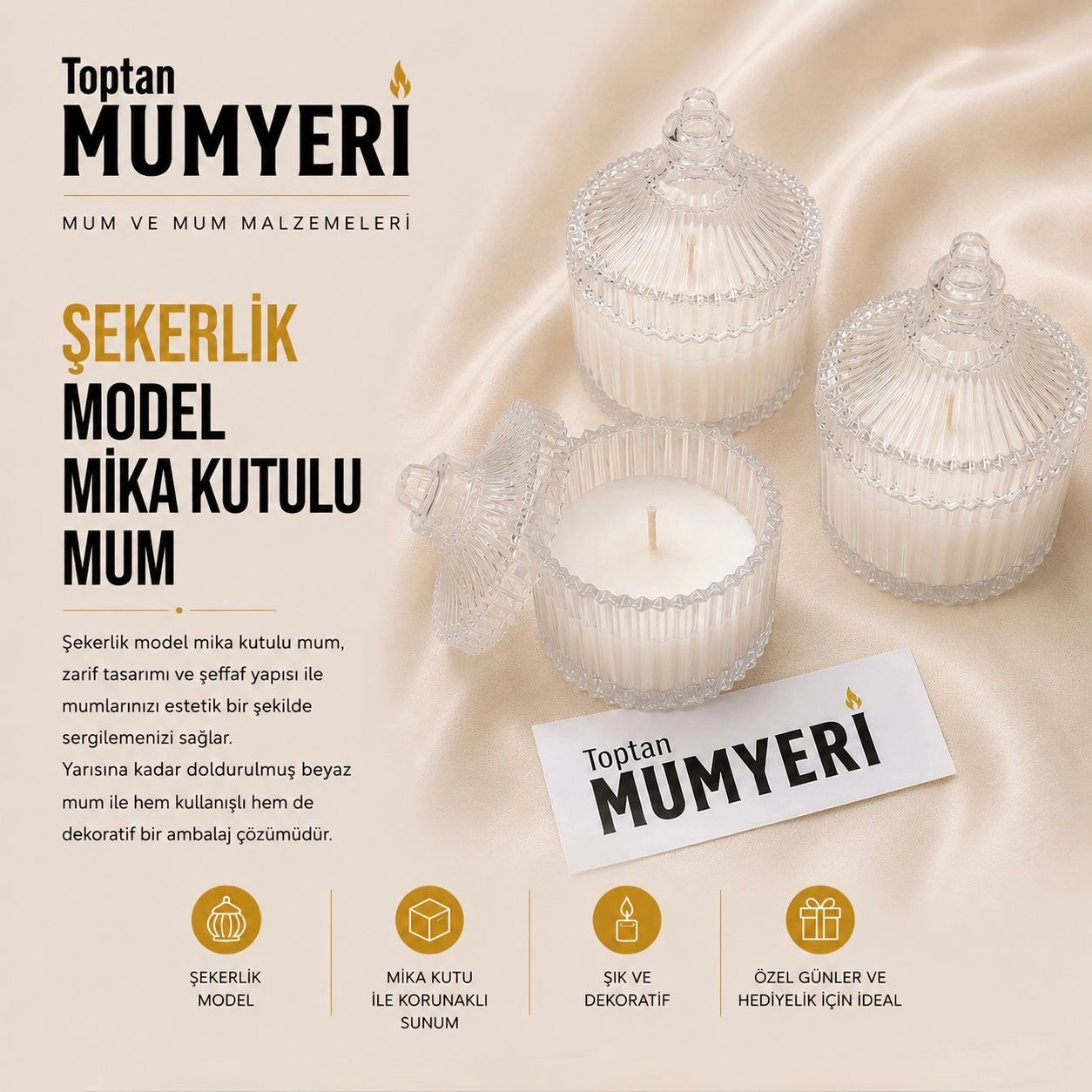 Şekerlik Model Mika Kutulu Mum