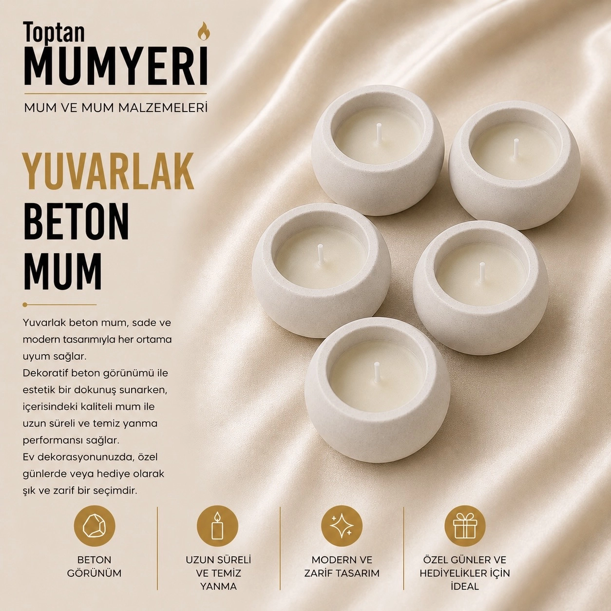 Beton Yuvarlak Mum