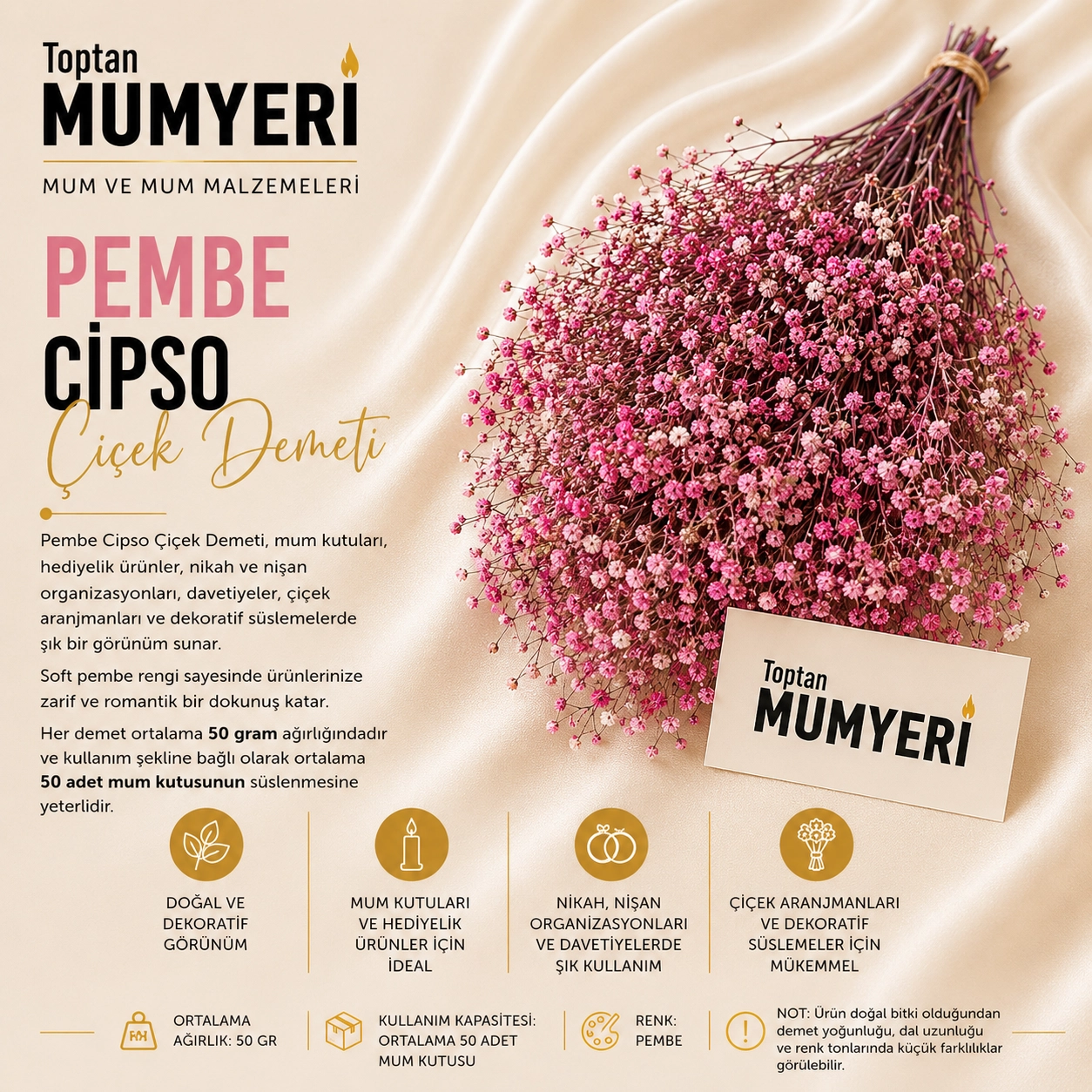Pembe Cipso Çiçek Demeti
