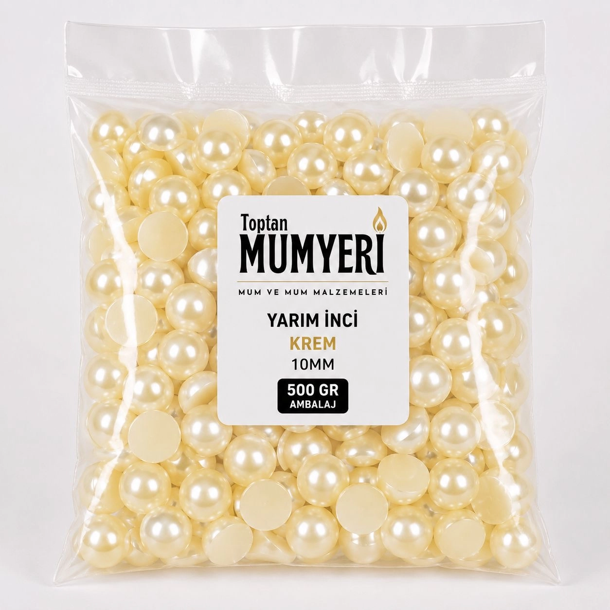 Yarım İnci Boncuk Krem 10mm - 500 GR