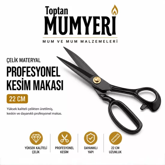 Çelik Materyal Profesyonel Kesim Makası (22 CM)