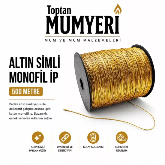 Altın/Gold Simli Monofil İp (500 Metre)