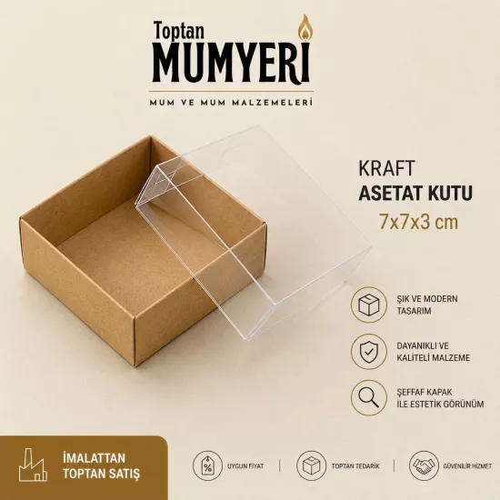 7x7x3 cm Kraft Asetat Kutu (Demonte)