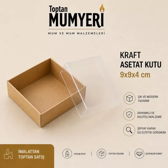 9x9x4 cm Kraft Asetat Kutu (Demonte)