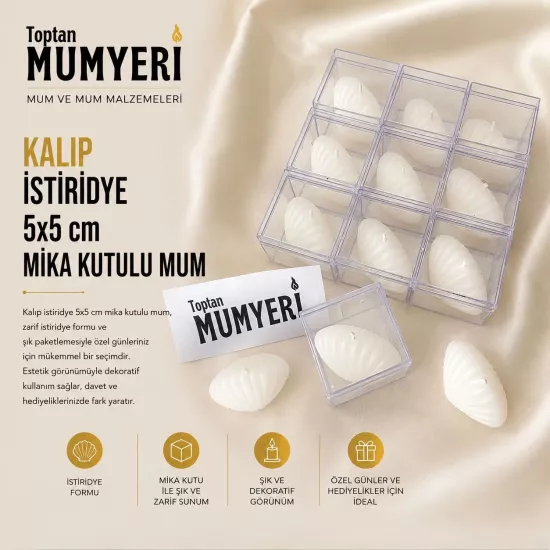 Kalıp İstiridye 5x5 cm Mika Kutulu Mum