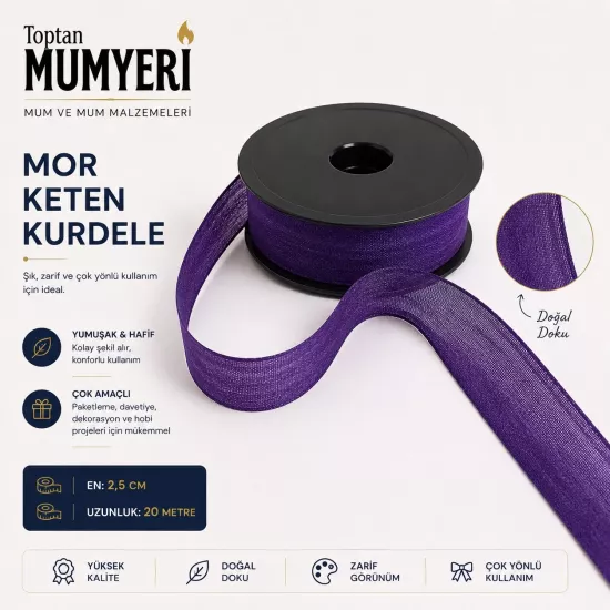 Mor Keten Kurdele 2.5 cm (20 Metre)