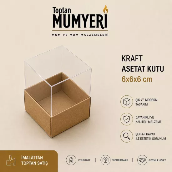 6x6x6 cm Kraft Asetat Kutu (Demonte)