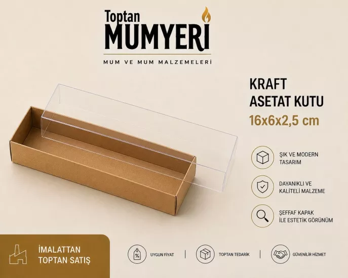 16x6x2,5 cm Kraft Asetat Kutu (Demonte)