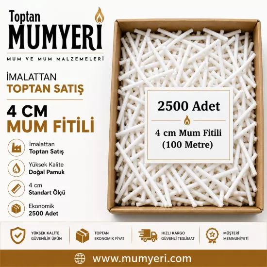 Mum Fitili 4 Cm 2500 Adet Mumlu (100 Metre) - Hazır Kesilmiş