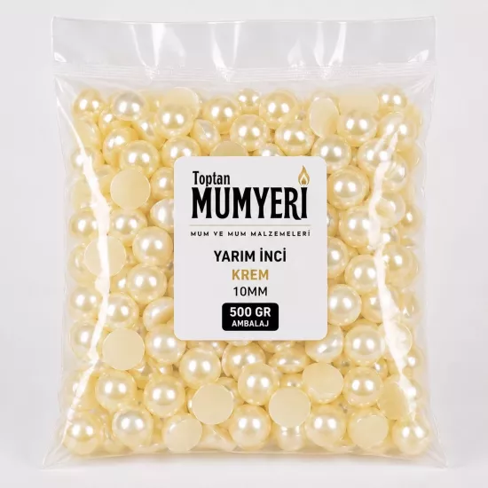 Yarım İnci Boncuk Krem 10mm - 500 GR