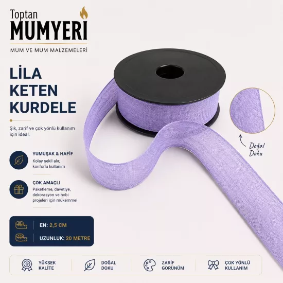 Lila Keten Kurdele 2.5 cm (20 Metre)