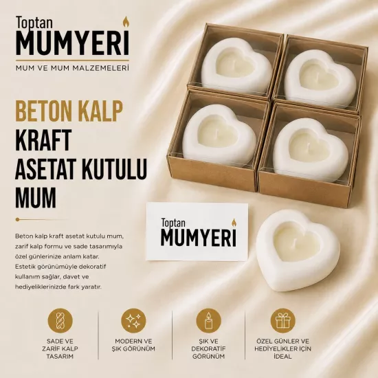 Beton Kalp Kraft Asetat Kutulu Mum